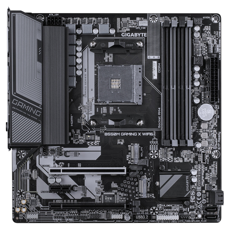 GIGABYTE B550M GAMING X WIFI6 Motherboard - AMD Ryzen 5000 CPUs, 5+3 Phases VRM, up to 3200MHz DDR4, 1xPCIe 4.0 + 1xPCIe 3.0 M.2, Wi-Fi 6, 1GbE LAN, USB 3.2 Gen 1