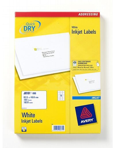 Avery J8161-100 self-adhesive label White 1800 pc(s)