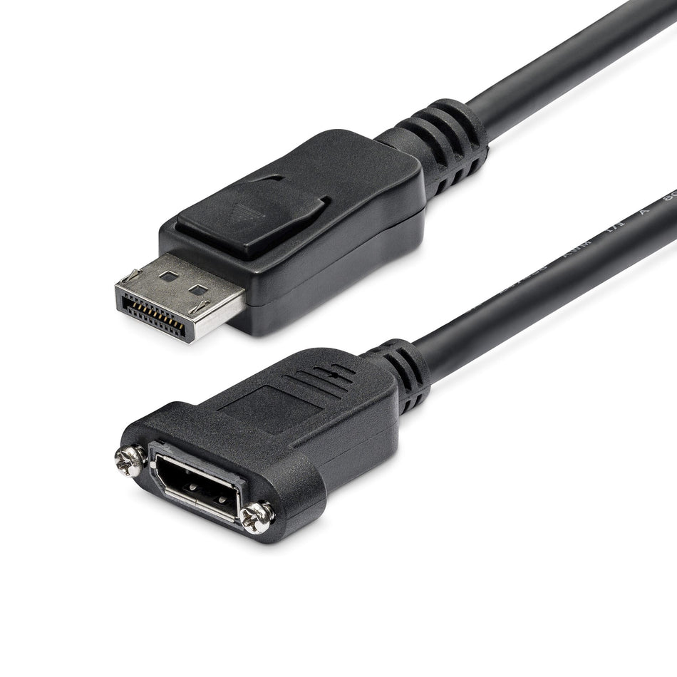 StarTech.com 3ft (1m) Panel Mount DisplayPort Cable - 4K x 2K - DisplayPort 1.2 Extension Cable Male to Female - DP Video Extender Cord with Panel Mount DP Connector - DP Monitor Cable