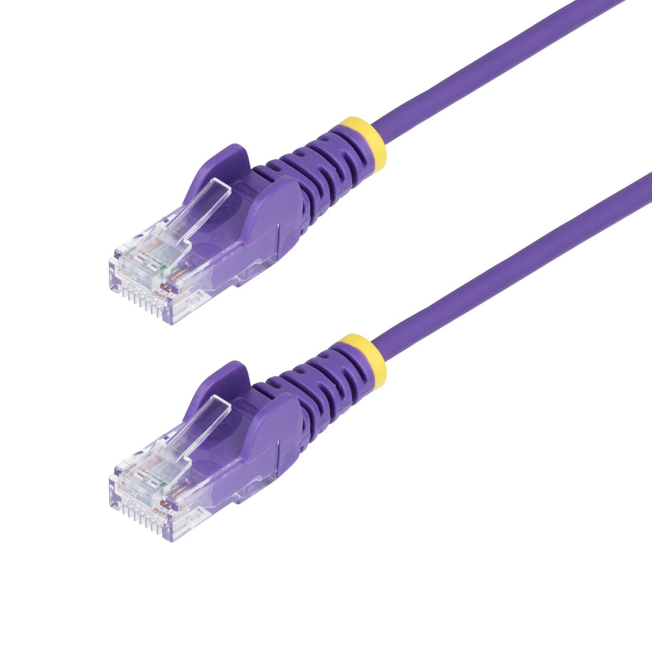 StarTech.com 50cm Purple Slim CAT6 Ethernet Cable, Snagless, 100W PoE, UTP, LSZH, 28AWG Pure Bare Copper Wire, Slim RJ45 Network Patch Cord w/Strain Reliefs, Fluke Tested