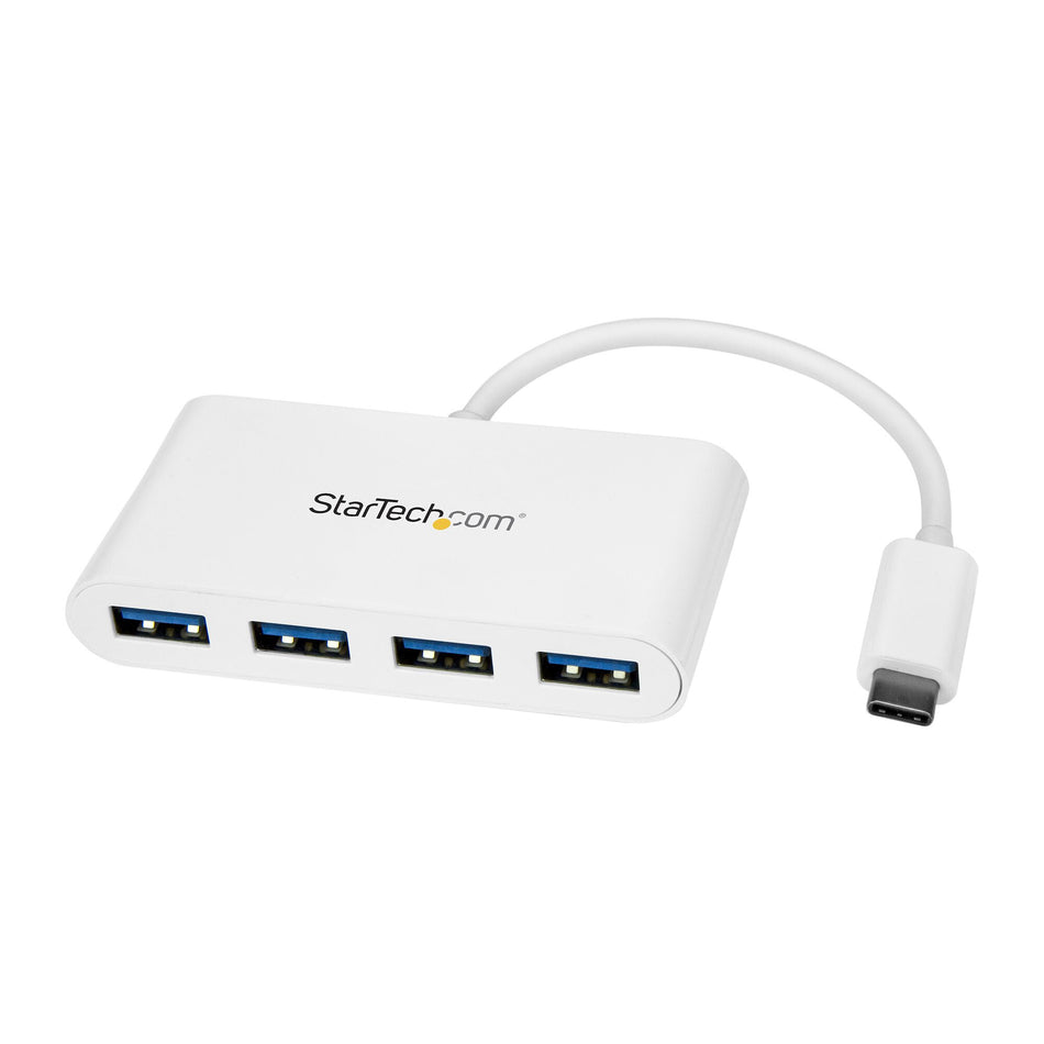 StarTech.com 4 Port USB C Hub with 4x USB-A Ports (USB 3.0 SuperSpeed 5Gbps) - USB Bus Powered - Portable/Laptop USB-C to USB-A Adapter Hub - USB 3.1 Gen 1/USB 3.2 Gen 1 Type-C Hub - White~4 Port USB C Hub with 4x USB-A Ports (USB 3.0 SuperSpeed 5Gbps) -