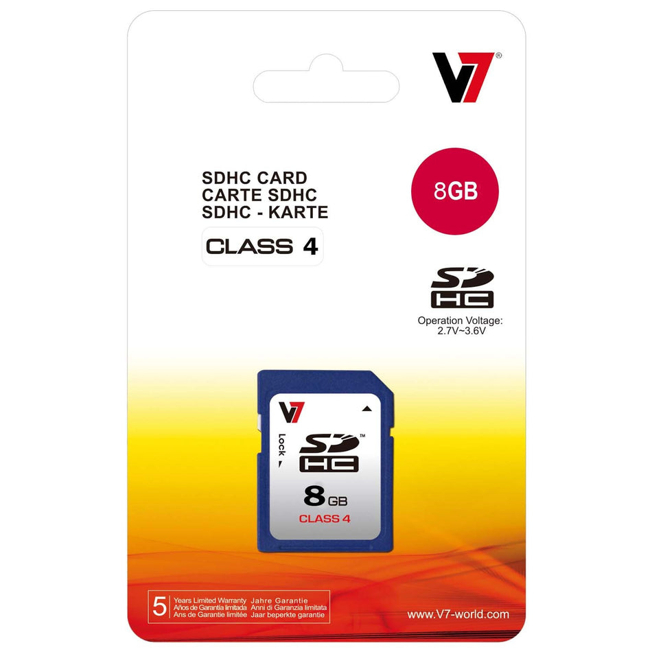 V7 SDHC Memory Card 8GB Class 4