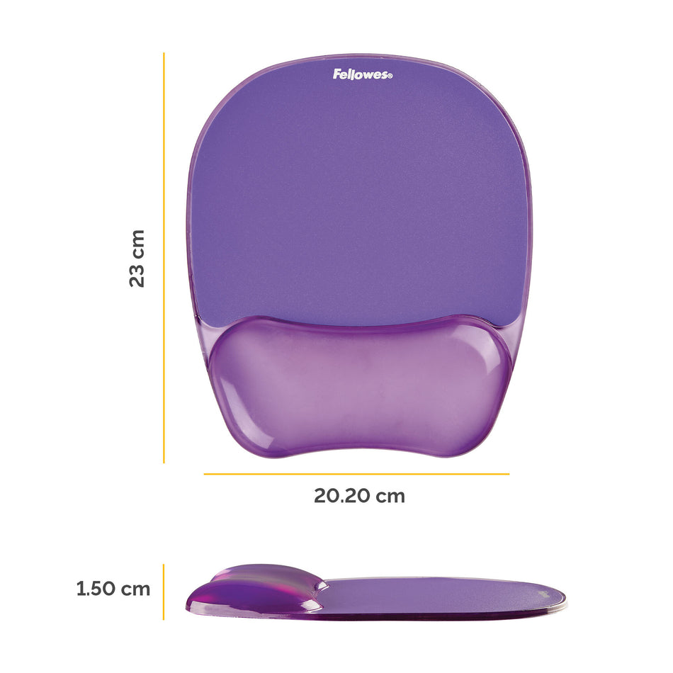 Fellowes Mouse Mat Wrist Support - Crystals Gel Mouse Pad with Non Slip Rubber Base - Ergonomic Mouse Mat for Computer, Laptop, Home Office Use - Compatible with Laser and Optical Mice - Purple