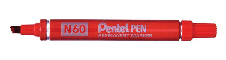 Pentel N 60 permanent marker Chisel tip Red 12 pc(s)