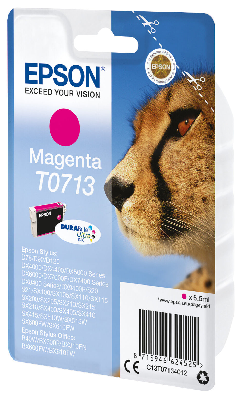 Epson Singlepack Magenta T0713 DURABrite Ultra Ink