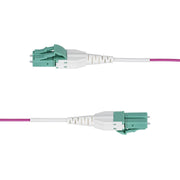 StarTech.com 1m (3ft) LC to LC (UPC) OM4 Multimode Fiber Optic Cable, Erika Violet, 50/125µm, 40G/100G, LOMMF/VCSEL, Uniboot Fiber Jumper Cord, OFNR Riser Rated