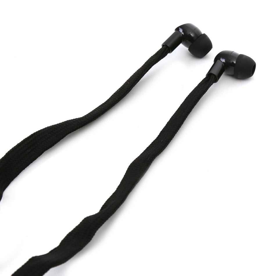 Freestyle Shoelace Earphones with in-line Microphone, Extra Bass System, Noise Isolating, Smartphone Remote Control, Tangle Free Cable (125cm), Black, Standard 3.5mm Jack connection, Blister