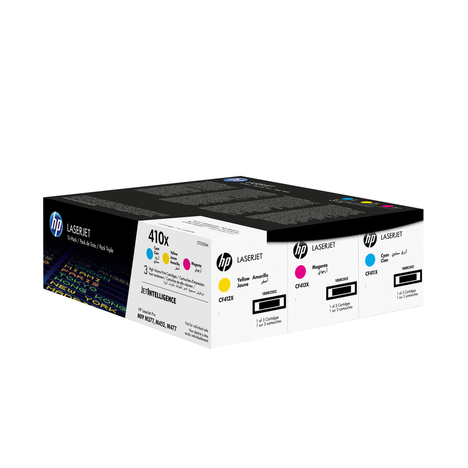 HP 410X 3-pack High Yield Cyan/Magenta/Yellow Original LaserJet Toner Cartridges