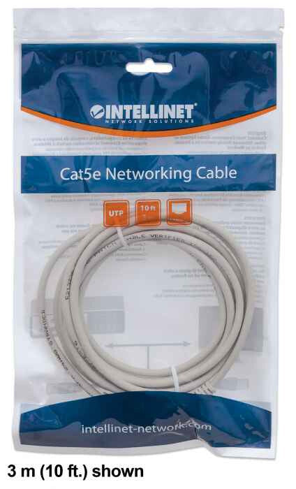 Intellinet Network Patch Cable, Cat6, 2m, Grey, CCA, U/UTP, PVC, RJ45, Gold Plated Contacts, Snagless, Booted, Lifetime Warranty, Polybag