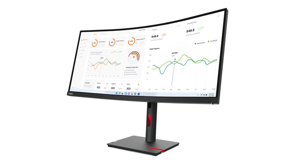 Lenovo ThinkVision T34w-30 LED display 86.4 cm (34") 3440 x 1440 pixels Wide Quad HD Black