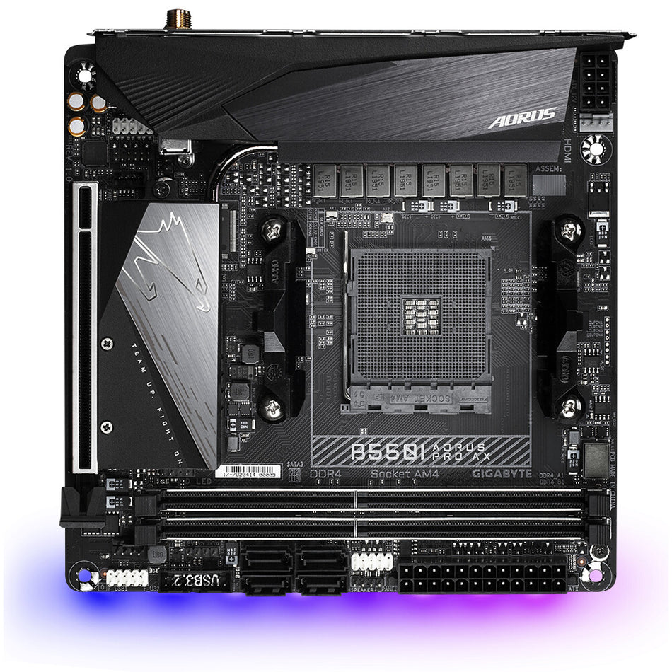 GIGABYTE B550I AORUS PRO AX Motherboard - Supports AMD Ryzen 5000 Series AM4 CPUs, 8 Phases Digital VRM, up to 5300MHz DDR4 (OC), 2xPCIe 3.0 M.2, WiFi 6E, 2.5GbE LAN, USB 3.2 Gen2