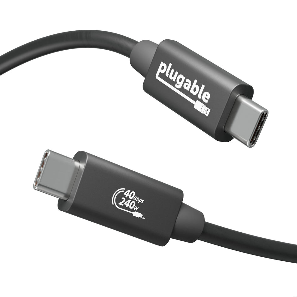 Plugable Technologies USB4 Cable with 240W Charging, 3.3 Feet (1M), USB-IF Certified, 1x 8K Display, 40 Gbps, Compatible with USB 4, Thunderbolt 4, Thunderbolt 3, USB-C, Driverless