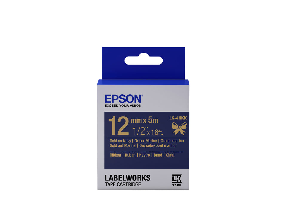 Epson Label Cartridge Satin Ribbon LK-4HKK Gold/Navy 12mm (5m)