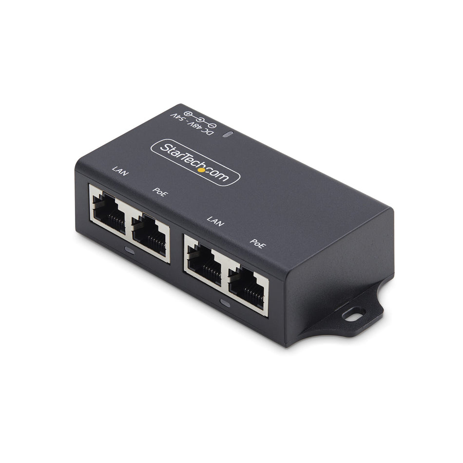 StarTech.com 2-Port Gigabit Midspan PoE+ Injector, 10/100/1000Mbps, PoE+ (802.3af/at), 30W, 1Gbps Ethernet, Wall Mountable, Unmanaged Inline Power Over Ethernet