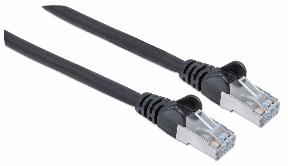 Intellinet Network Patch Cable, Cat7 Cable/Cat6A Plugs, 2m, Black, Copper, S/FTP, LSOH / LSZH, PVC, RJ45, Gold Plated Contacts, Snagless, Booted, Lifetime Warranty, Polybag