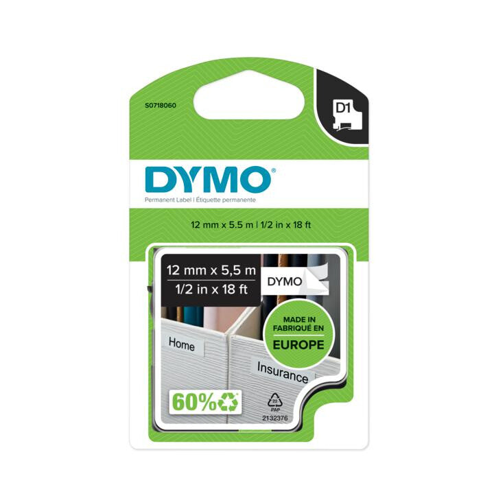 DYMO D1 Durable - Black on White - 12mm