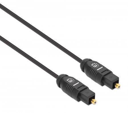 Manhattan Toslink Digital Optical AudioCable, 1m, Male/Male, Toslink S/PDIF, Gold plated contacts, Lifetime Warranty