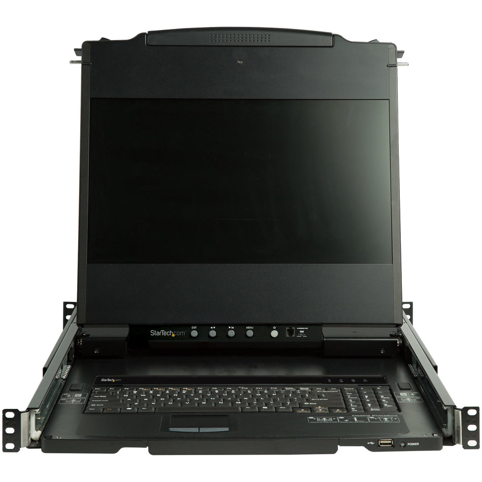 StarTech.com Dual Rail Rackmount KVM Console HD 1080p - Single Port DVI/VGA KVM w/17" LCD Monitor for Server Rack - Fully Featured 1U LCD KVM Drawer w/Cables - USB Support - 44230 MTBF