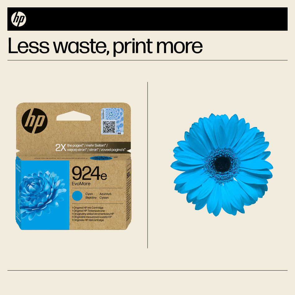 HP 924e EvoMore Cyan Original Ink Cartridge