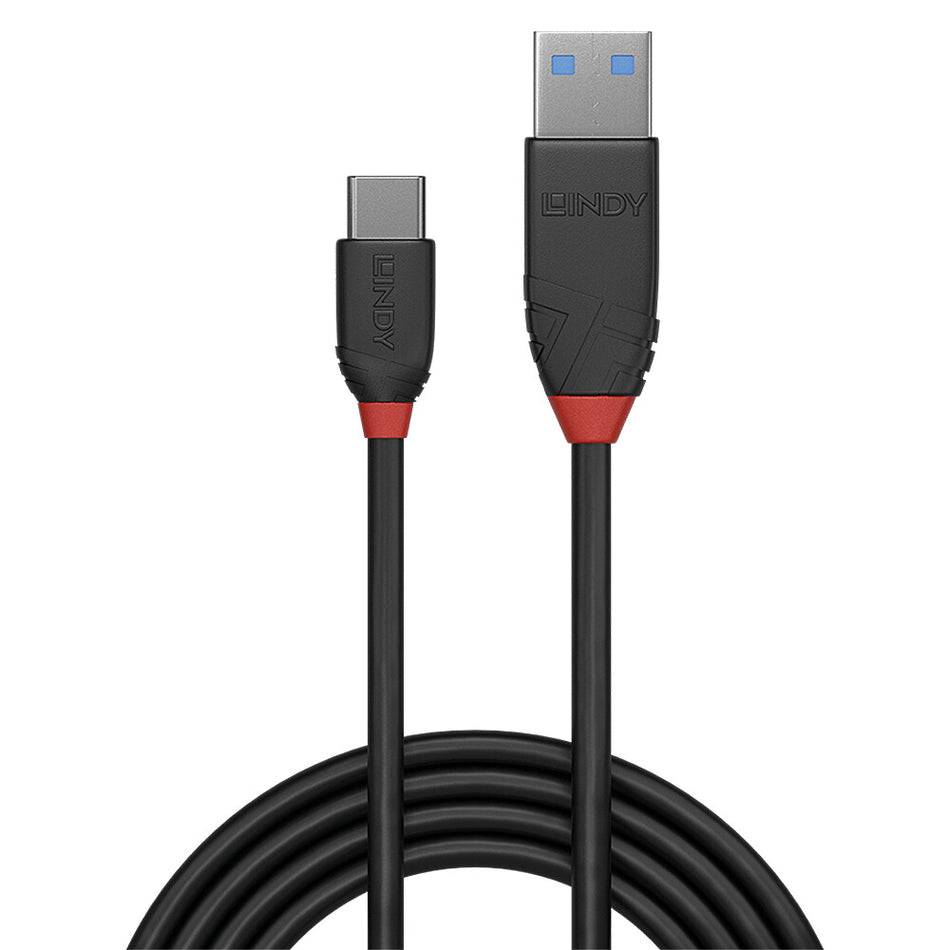 Lindy 1m USB 3.2 Type A to C Cable, 10Gbps, Black Line