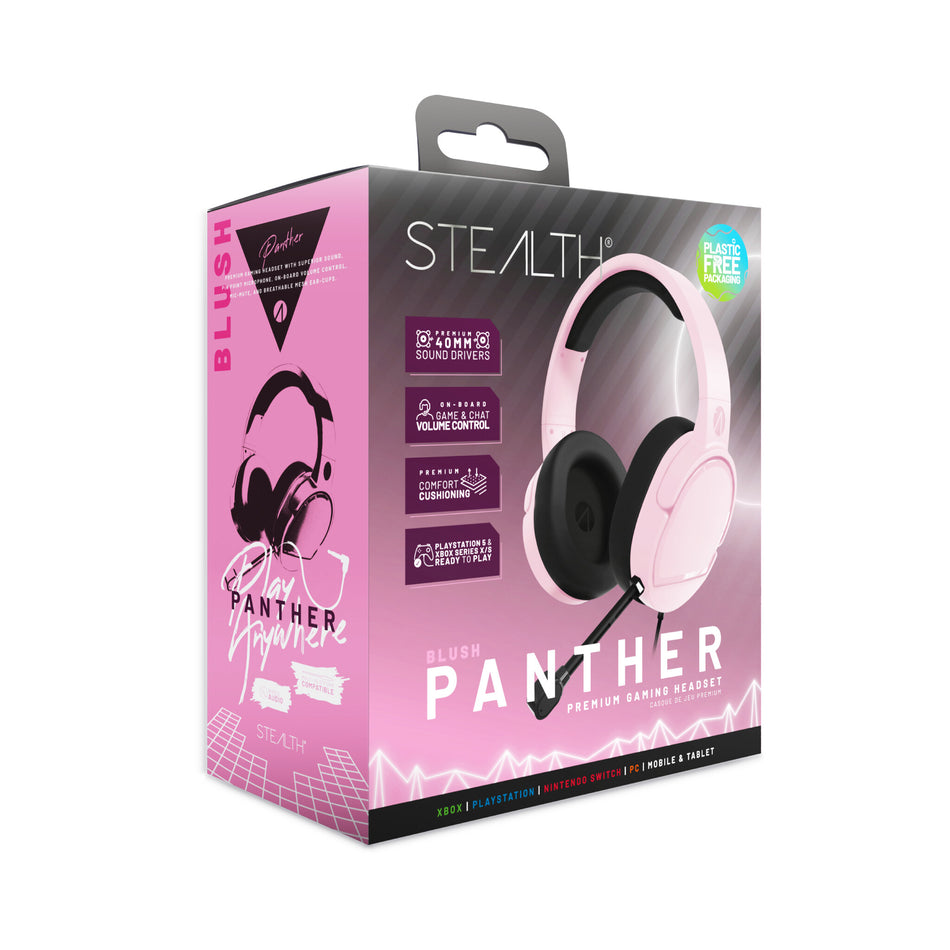 STEALTH Gaming XP-PANTHER-BSH headphones/headset Wired Head-band Black, Pink