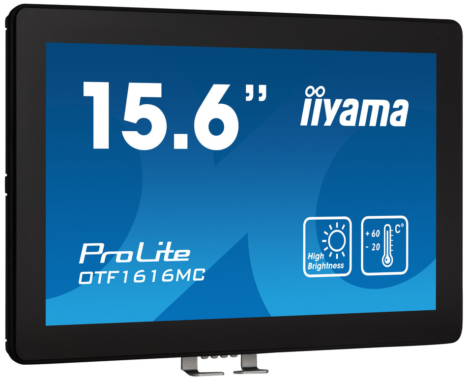 iiyama OTF1616MC-B1 Signage Display Digital signage flat panel 39.6 cm (15.6") LCD 1100 cd/m² Full HD Black Touchscreen